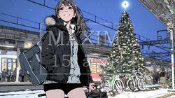 クリスマスイルミネーションが美しい街を散策する若い女性 | 5047204-6606