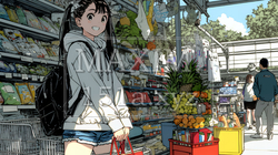 スーパーマーケットで買い物をしている若い女性 | 5057831-15793