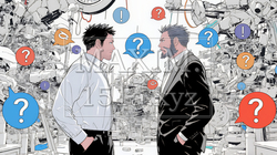 互いに相手の意見を十分に理解できないまま対話を続ける二人のビジネスマン | 5090242-8936