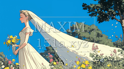 白いウェディングドレスを着ている花嫁：ジューンブライド | 5102630-8794