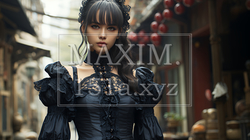 ゴシックロリータファッションの女性｜幻想的で美しいダークロマンティック・イラストポートレート｜5143125-18047