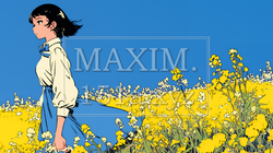 菜の花畑にいる若い女性 | 510505-7753