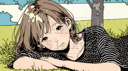 心地よさそうに地面に身を横たえる若い女性 | 5111037-15432