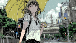 雨の日に傘をさして歩く若い女性｜5137917-8524