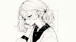 悪巧みをしている女性（シンプルな色使い） | 5137374-16948