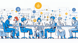 人材育成と社員研修のビジネスコンセプト｜学び成長するビジネスパーソンのイラスト素材