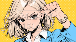 ガッツポーズ（拳を握って力強く）をしているビジネスウーマン | 514086-13758