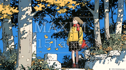 紅葉の小径を歩く若い女性｜5156720-7338