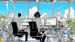 OJT：オフィスで、部下（後輩）を指導するマネージャー | 5163346-8187