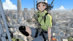 高所で作業をしている女性作業員 | 5163614-13292