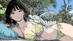 南国の海岸にビキニ姿でいる若い女性 | 5170669-5285