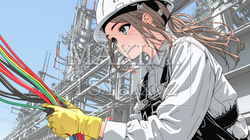 配線工事をしている女性作業員 | 5192122-12962