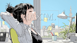 仕事の合間にストレッチ（伸び）をする女性 | 5197841-16726