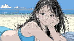 南国の海岸にビキニ姿でいる若い女性 | 5201796-5282