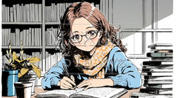 受験勉強とか残業をしている若い女性
