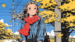 紅葉の小径を歩く若い女性｜5215195-5894