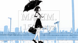雨の日に傘をさして歩く若い女性（シンプルな色使い）｜5321743-16219