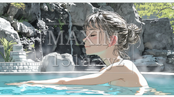 露天風呂に浸かっている若い女性 | 5241816-15382
