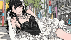 ハロウィン：ゴシックロリータファッションで町を歩く若い女性 | 525835-12268