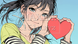 手指でハートサインを作っている若い女性 | 5264804-8366