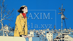 冬枯れの街を歩く若い女性 | 528089-6424