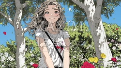 バラ園を散策している若い女性 | 5286024-11086