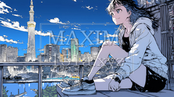 都市の夜景を眺めている女性 | 5297612-13023