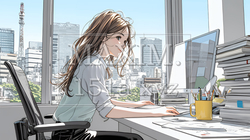 職場のデスクでパソコンに向かって仕事をしているビジネスウーマン | 5310909-15671