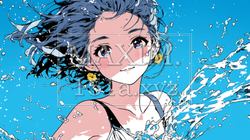 水を浴びている若い女性