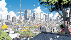 都市の町並みと青空 | 5319450-11578