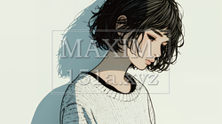 白い壁に向かって考え事をする若い女性 | 5319644-14416