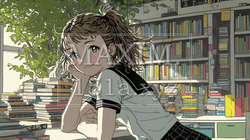 書店で本を選ぶ女子高生 | 5343235-16061