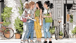 道端で会話を楽しむ若い主婦たち（ママ友たち） | 5351366-16833