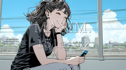 嬉しそうな表情でスマホを使っている女性 | 5355800-11469