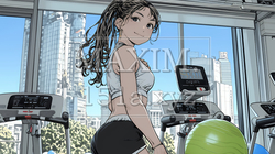 休日にジムで軽く運動する若い女性 | 5359525-16273