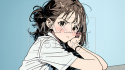 「ふん！」という表情でそっぽを向いている制服を着た女子高生｜5501356-13725