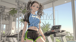 休日にジムで軽く運動する若い女性 | 5369092-16267