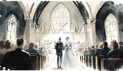 教会での結婚式の水彩画 | 5400222-4245