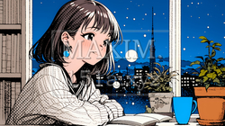 資料（本）を読みながら、うとうと眠ってしまう若い女性 | 5428515-16009