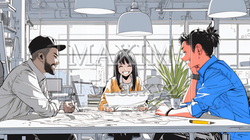 資料を見ながら打ち合わせをする会社員｜オフィスのビジネスミーティングイメージ | 5433605-17209
