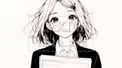 書類を確認するビジネスウーマン（シンプルな色使い） | 5440303-13188
