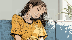 腹痛（生理痛）に苦しむ若い女性 | 5459218-15196