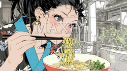 ラーメンを食べている若い女性 | 5460418-9540