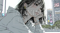 思案・反省・諦め；窓から流れ落ちる雨粒を見つめる若い女性 | 5469308-15325