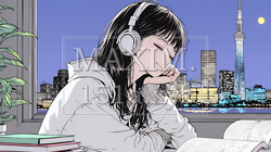 資料（本）を読みながら、うとうと眠ってしまう若い女性