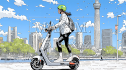 特定小型原付で都会を移動するビジネスパーソン | 5473482-9859