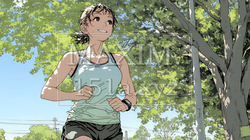 ジョギングをしている若い女性