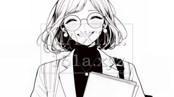 書類を確認するビジネスウーマン（シンプルな色使い） | 5494732-13186