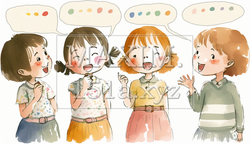 仲良くおしゃべりをしている子供達 | 5499519-3800