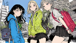 制服姿の女子高生：友達と通学